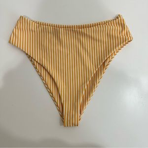 Shein Womens White & Yellow Striped Bikini Bottom Size Small